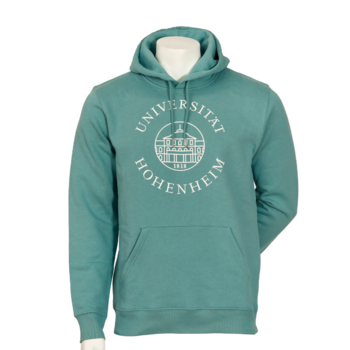 Teal monstera colored hooded sweatshirt unisex from the University of Hohenheim