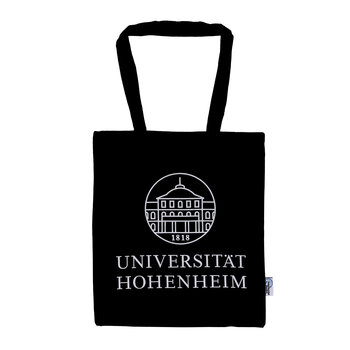 Black recycled cotton bag from the University of Hohenheim
