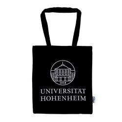 Schwarze Recycling Baumwolltasche der Uni Hohenheim