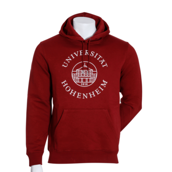 Rotes Bio-Kapuzen Sweatshirt Unisex der Uni Hohenheim