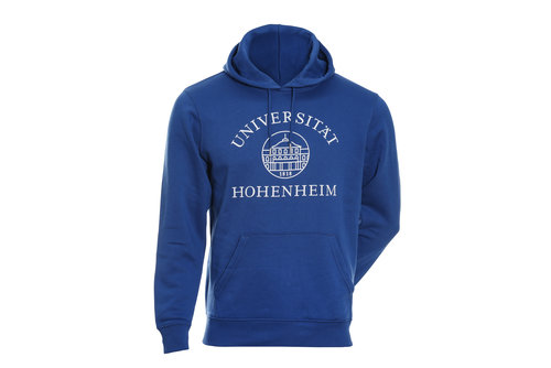 Blue organic hooded sweatshirt unisex from the University of Hohenheim